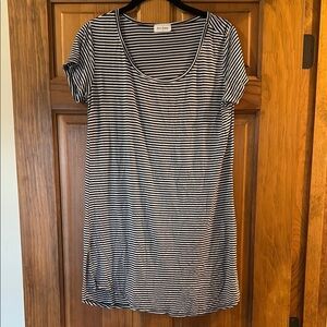 Free Kisses Black and White stripes short Sleeve Mini t shirt Dress